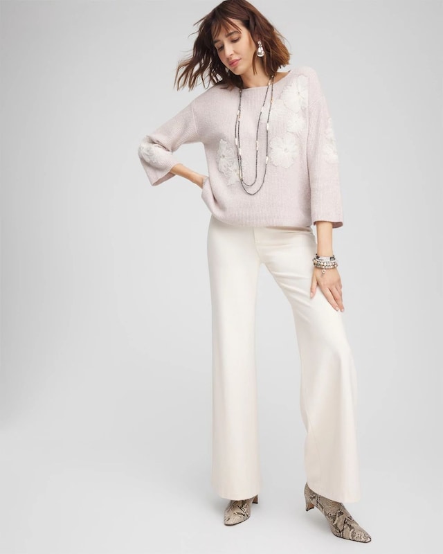 Tulle Floral Pullover Sweater - image 2
